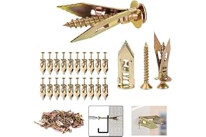 TRILNNO Dry Wall Anchors for Drywall Heavy Duty,Self Drilling Drywall Anchors and Screws kit for Wet and fix Drywall Anchor Repair Tools,Drywall Screws for Fixing Picture,Furniture,Outdoor Decor (20, 1.18in)