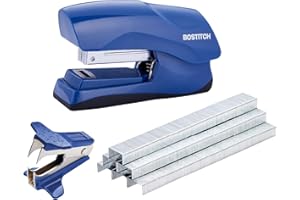 Bostitch Office Heavy Duty 40 Sheet Stapler with 1250 Staples & Claw Remover, Small Stapler Size, Fits into The Palm of Your Hand, Value Pack, Blue (B175-BLUE-VP)