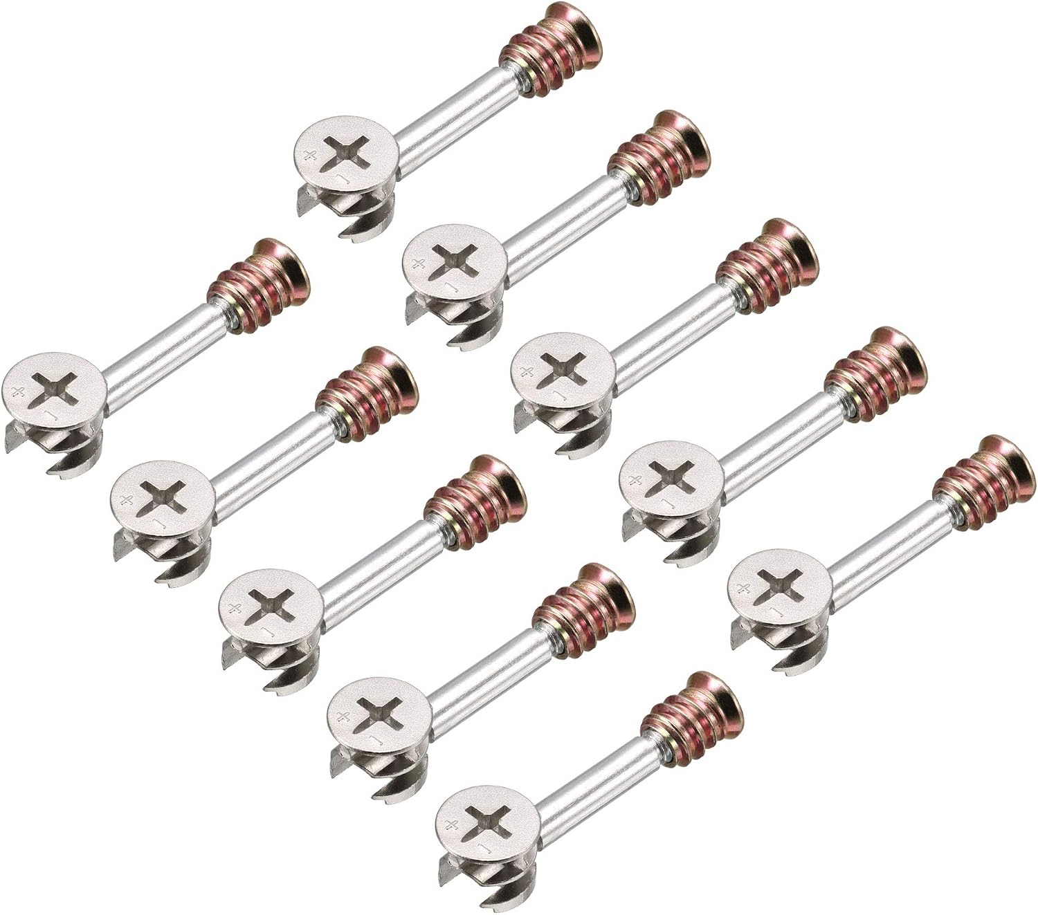 sourcing map 3-in-1 Furniture Connecting Kit 15mm Outer Dia Cam Fitting, M6x40mm Dowel Screws, M6 Pre-Inserted Nut 10 Sets