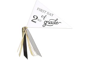 CINPIUK First Day of School Flag DIY 2024 Back to School Pennants, First Day of 2nd Grade Flag with Ribbons Make Your Own School Photo Prop, White