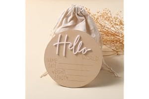 Ylsteed Baby Announcement Signs Baby Milestone Cards Wooden Newborn Photography Props Newborn Baby Birth Announcement Sign He