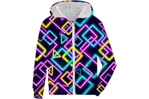 Fanient Girls Zip Up Hoodies Kids 3D Cool Casual Hooded Sweatshirts Hoody with Pockets 6-14 Years