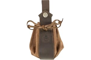 Valhalla Gear, Medieval Drawstring Pouch, Handmade from Sheepskin and Full Grain Leather - Cinnamon