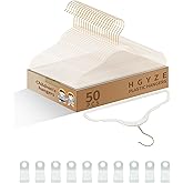 HGYZE Toddler Hangers for Kids Clothes Closet, 50pcs Slim Baby Hangers with 10 Connector Hooks for Infant Coat, Perchas de Plástico for Boy Nursery (Clear Sparkling Hangar with Gold Glitter)