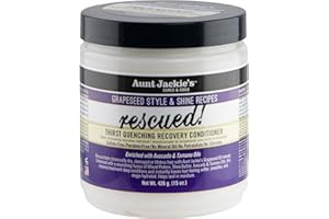 Aunt Jackie's Grapeseed Style and Shine Recipes Rescued Thirst Quenching Hair Recovery Conditioner Repair Treatment, Seals in Moisture, 15 oz
