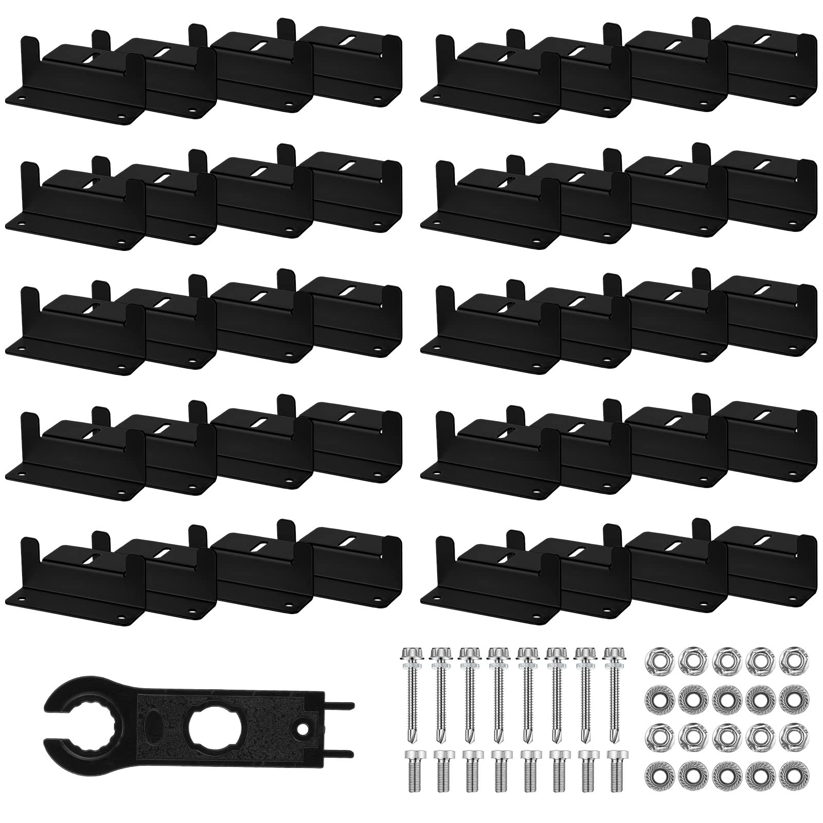 Photo 1 of Tatuo 40 Sets Solar Panel Mounting Brackets Z Bracket Aluminum Alloy Solar Panel Mounting Brackets Kit with Nuts and Bolts for Boat, Wall and Other Off Gird Roof Installation, Black