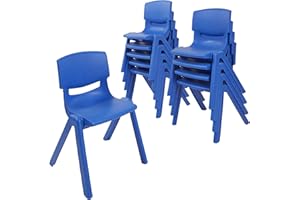 ECR4Kids 12in Plastic School Stack Chair 10-Pack Seating, 12 Inch, Blue