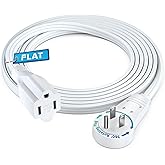 Maximm 360° Rotating Flat Plug, 5 feet Under Carpet with Slim Space-Saving Plug, Low Profile Design (White)