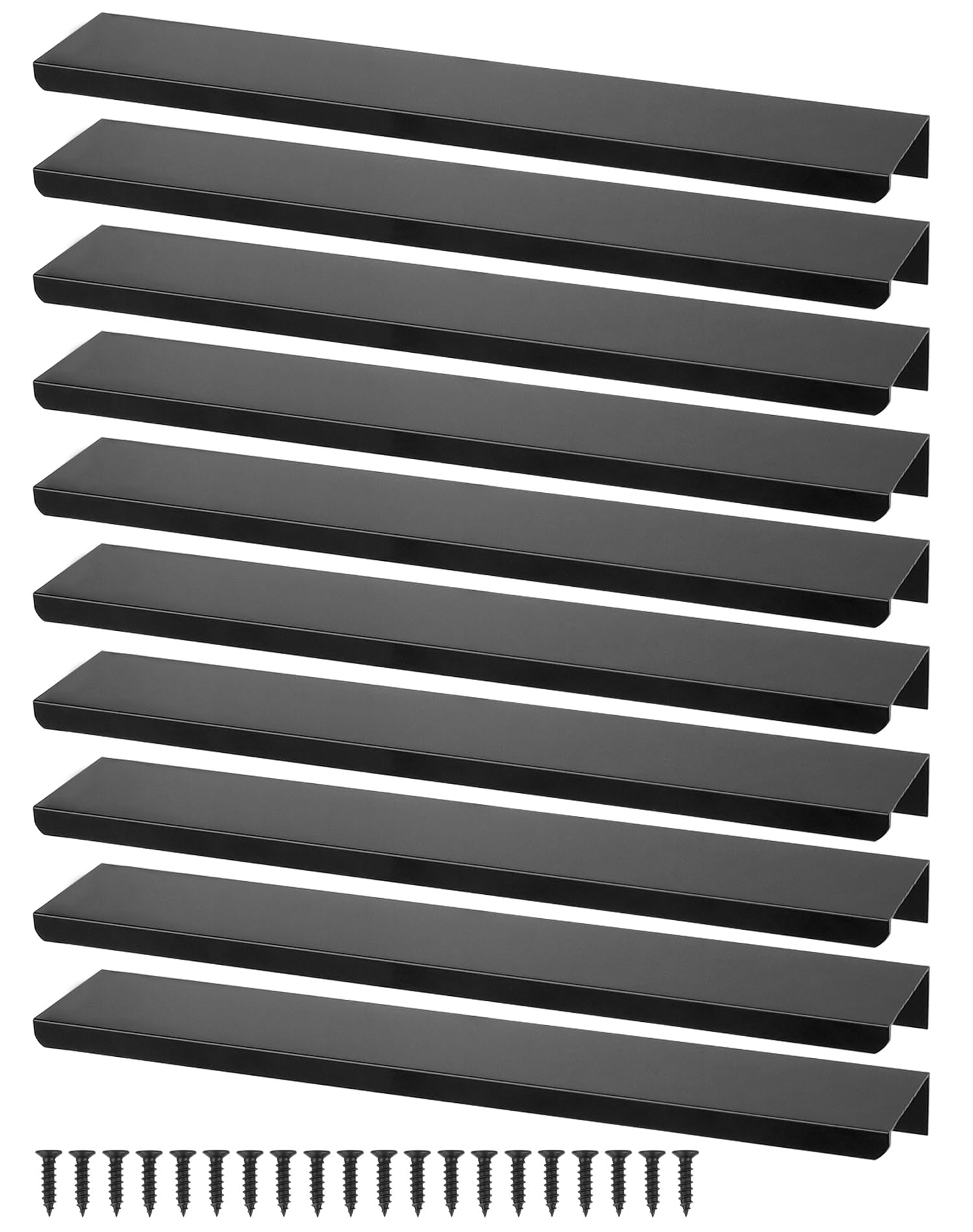 QWORK® 10 Pack Black Drawer Handles, 8 Inch/200 mm Aluminum Furniture Pull Handles for Drawers, Cupboards, Closets, Shoe Cabinets