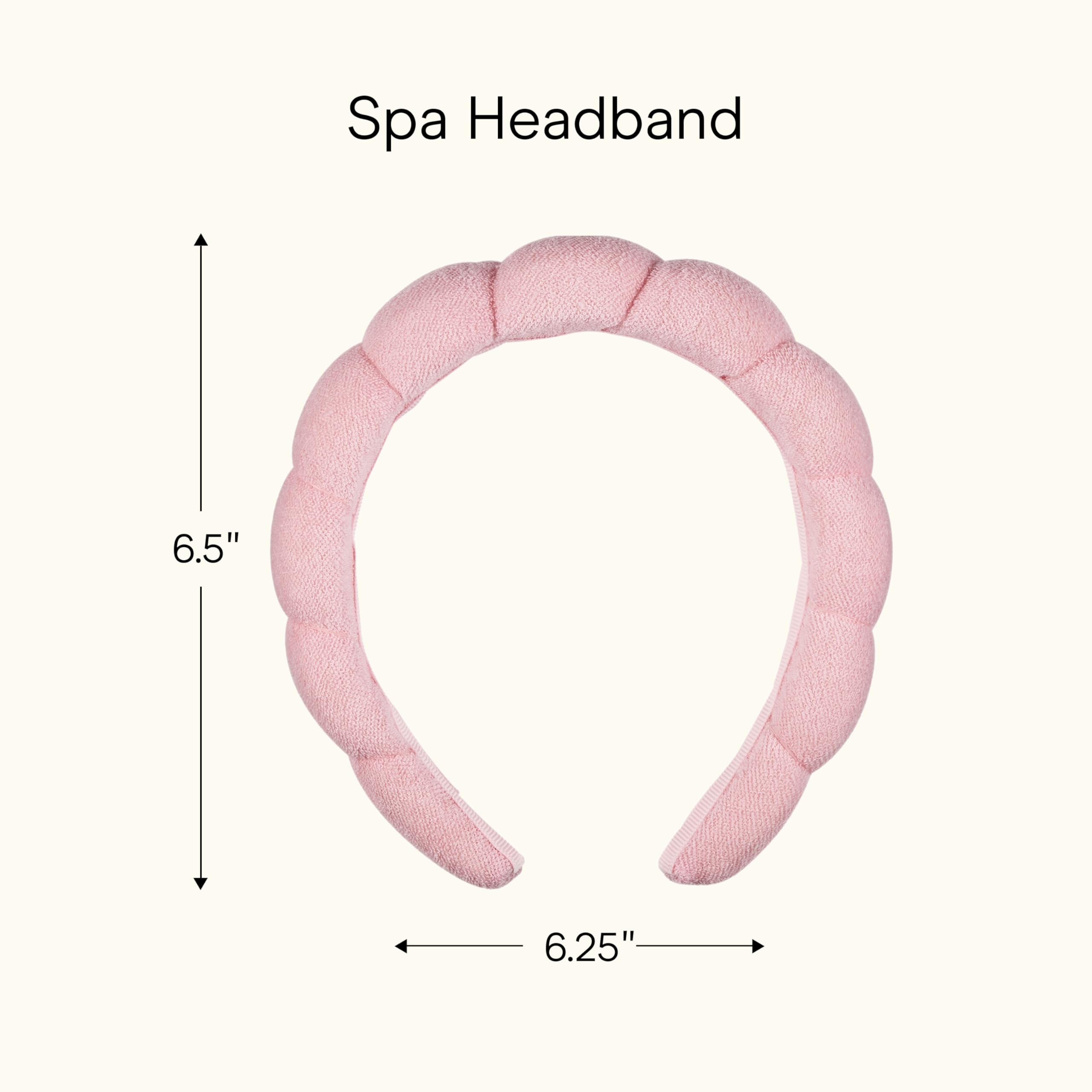 Conair Spa Makeup and Face Washing Headband, Pink Bubble Design, 1 Count, Ultra-Absorbent Microfiber Headband for Washing Face, Soft Terry Cloth, No-Squeeze, No-Pull Band Gentle on Hair and Head