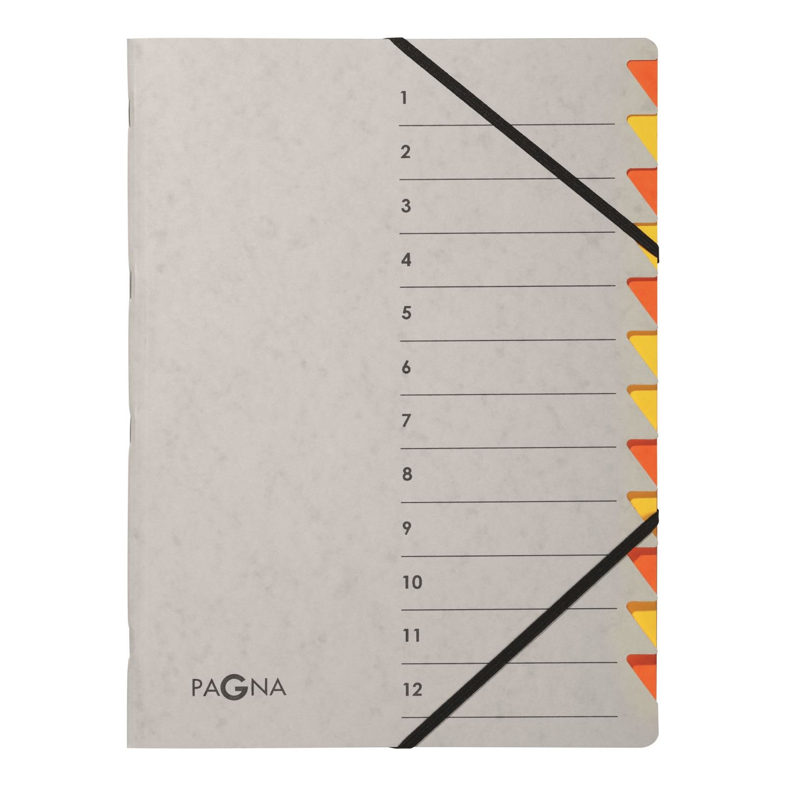 Pagna 44312-12 File Folder 12 Compartments Easy Grey 1-12 Orange