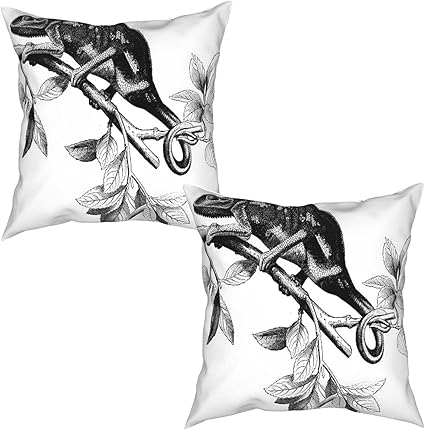 Amazon クッションカバー柔らかい おしゃれカメレオンのアンティークイラストインテリア飾ソファ背当て枕カバー り 2枚セット50x50cm 枕カバー ピローケース オンライン通販