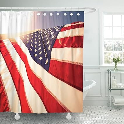 Amazon Com Emvency Shower Curtain Closeup Usa American Flag The