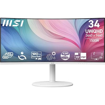 MSI Modern MD342CQPW 34 inch UWQHD 3440x1440 VA Monitor KVM PIP/PBP