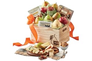 Harry & David Signature Fruit & Nut Gift Basket, For All Occasions, Deluxe Food Gift Basket With 6 Pears, 2 Seasonal Apples, Cheese, Mixed Nuts, 3 Seed Crackers, Pepper & Onion Relish
