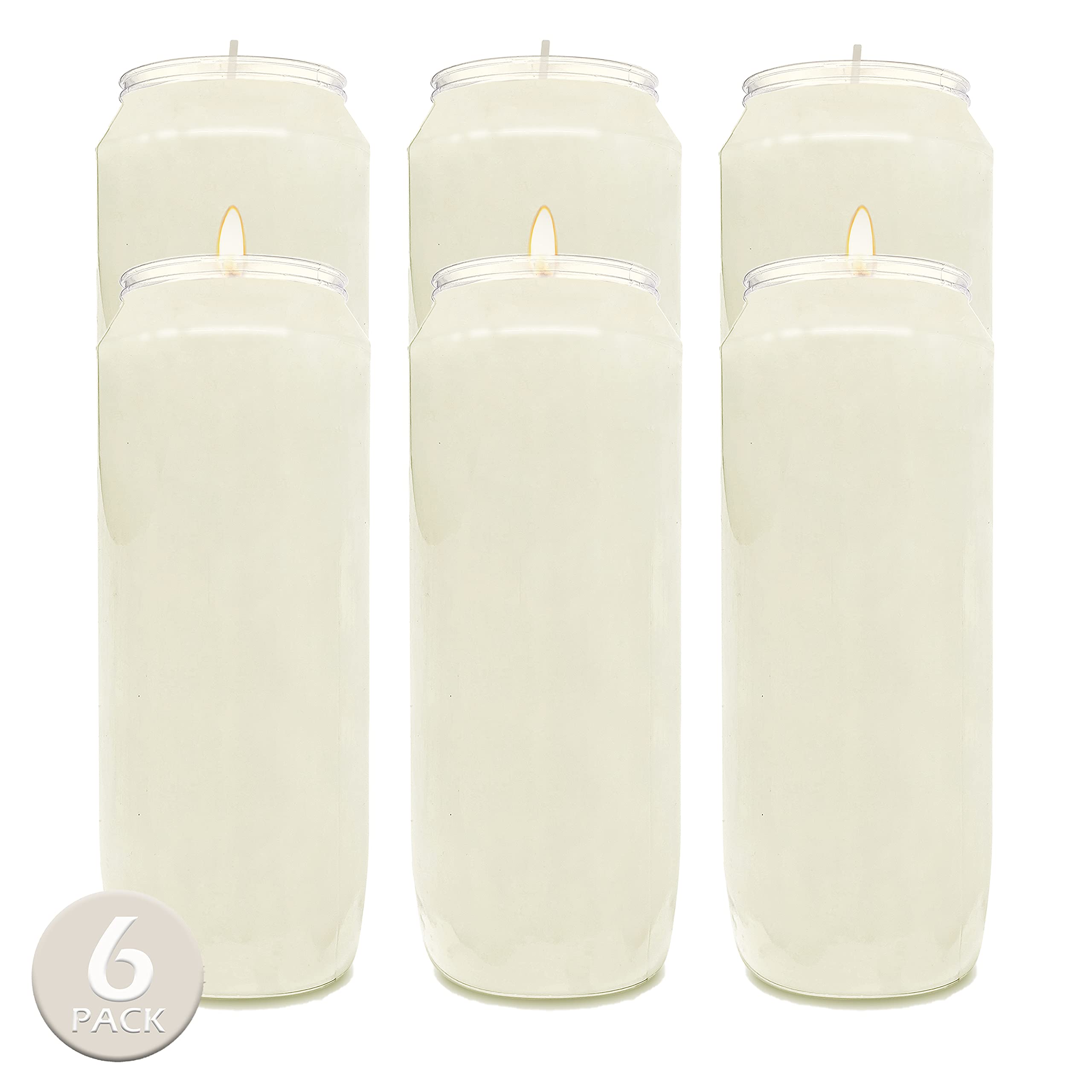 Hyoola 9 Day White Memorial Candles - 6 Pack Grave Candles for Religious, Memory, Vigil and Emergency Use - 100% Vegetable Oil Wax in Plastic Jar Container