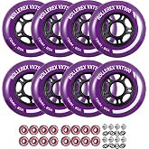 Rollerex VXT500 Inline Skate Wheels &ndash; 8-Pack with Bearings, Spacers and Washers - Durable Replacement Roller Blade Wheels for Indoor &amp; Outdoor Skating