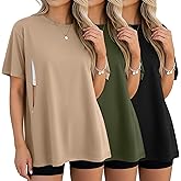 Sweetyweee 3 Pack Women's Oversize Nursing Breastfeeding Shirts Hidden Zipper Short Sleeve Loose Fit Maternity Tops