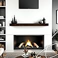 BoscoMondo Solid Wood Fireplace Mantel Shelf, Floating Mantle for Living Room, Farmhouse Rustic Wood Mantel, Easy Wall Mount with Heavy-Duty Metal Bracket (72", Intense Brown)
