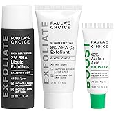 Paula's Choice 2% BHA Liquid & 8% AHA Gel Facial Exfoliants with Salicylic & Glycolic Acid, 10% Azelaic Acid for Large Pores, Wrinkles & Uneven Tone, Fragrance-Free, 3-Piece Travel Kit