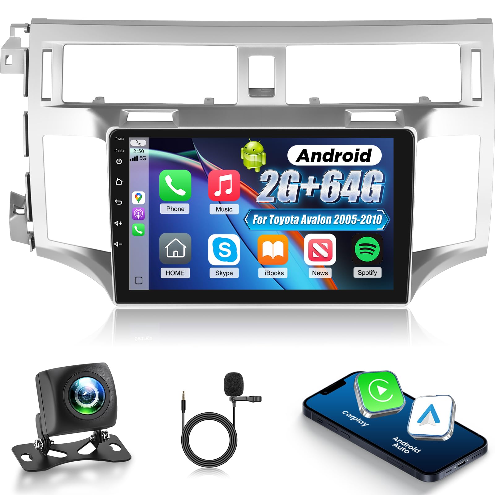 Photo 1 of [2+64G] NHOPEEW Car Stereo for Toyota Avalon 2005-2010 - Wireless Carplay and Android Auto - 9 Inch Touchscreen Android Car Stereo - DSP/GPS Navigation/WiFi/SWC/Bluetooth + AHD Backup Camera