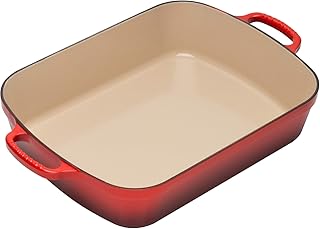 Le Creuset Signature Gusseisen-Bratreine, 33 cm, Rechteckig, Für alle Herdarten und Induktion geeignet, Volumen: 4,9 l, 3,85 kg, Kirschrot