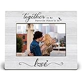 KU-DaYi Couple Gifts 8x10 Picture Frame, Gifts for Couples, Wedding Engagement Marriage License Gift, Together is My Favorite Place to be Love Wall & Tabletop Wooden Photo Frame Fits 5x7 Photo