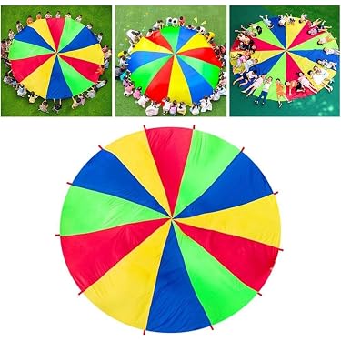 Parachute Arc-en-ciel Pour Enfants 100x100 Cm - Jeu Coopératif Extérieur, Développement Sensoriel, Pour écoles Et Fêtes