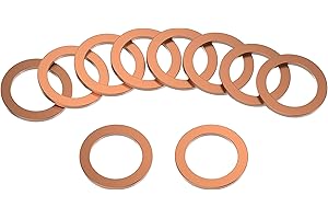 PRIME AVE Oil Drain Plug Washer Gaskets - 14mm Copper Crush Washer - Leak Free Oil Plug Gasket - Compatible/Replacement with Mercedes Part# 007603-014106 (Pack of 10)