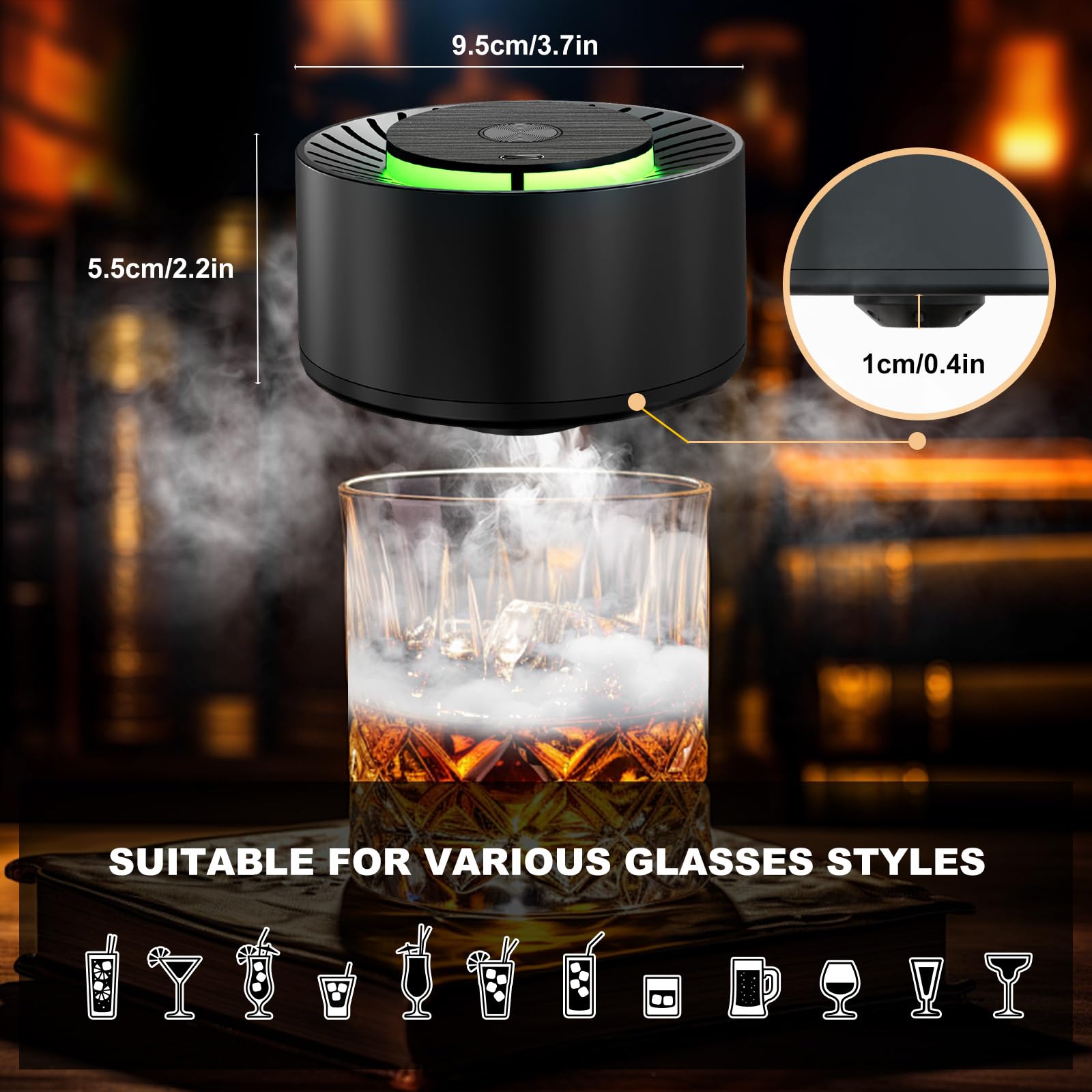 Elektrisches Whiskey Smoker Set with 6 Holzspäne, 6 Whisky Steine 5