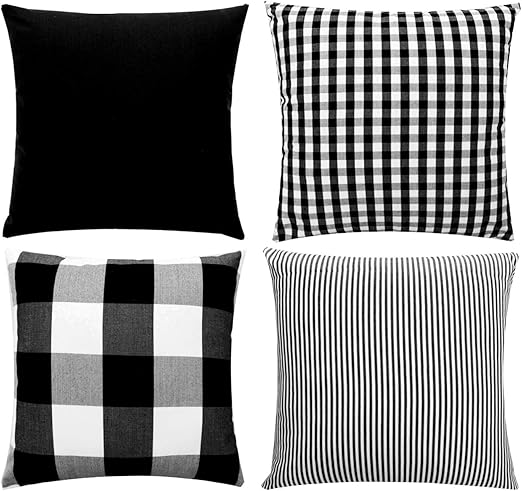 Amazon Com Jojusis Farmhouse Black And White Buffalo Check Plaid