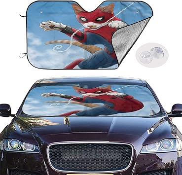 Amazon Co Jp Qbahoe スパイダーキャット おもしろ猫 車 サンシェード フロントガラス ポータブル 自動車 アウトドア 紫外線プロテクター 折りたたみサンバイザー シールドカバー 車 バイク