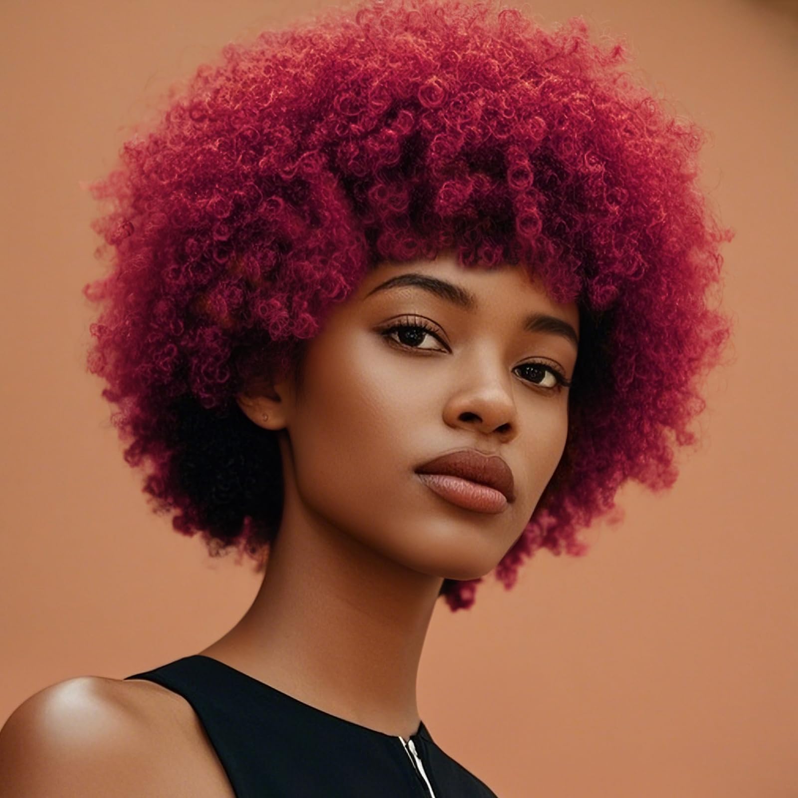 Photo 1 of GKtineke 8 Inch Short Afro Wigs for Black Women 70s Afro Kinky Curly Wig Bouncy Fluffy Puffy Wigs