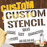 Custom Stencils for Spray Painting Personalized Logo &amp; Text Make Your Own | Durable Material, Multi-Surface Use, Precise Laser Cut, Washable Reusable, DIY Versatile