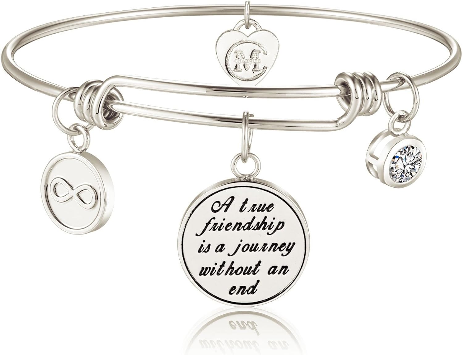 A True Friendship is a Journey Without an end Womens Charm Bangle Bracelet Jewelry Gifts: Jewelry