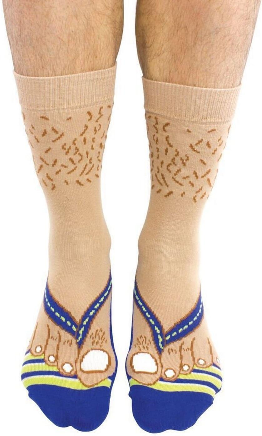 Cockney Spaniel Mens Flip Flop Fun Socks Gift, Blue, Tan, Size UK 6-11 / EUR 39-46 / US 7-12