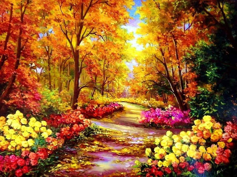 Cross Stitch Kits Stamped, OWN4B Beautiful Forest Scenery Printed Pattern 11CT 14.2x18.1 inch DIY Embroidery Kit (Landscape)