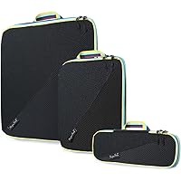 SupaSak Compression Packing Cubes, Travel Luggage Organizers (Black, 3 Piece Set)