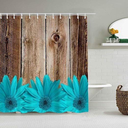 Wdoci Cortina de Ducha Decorativa,Acción de Gracias,Navidad Margaritas
