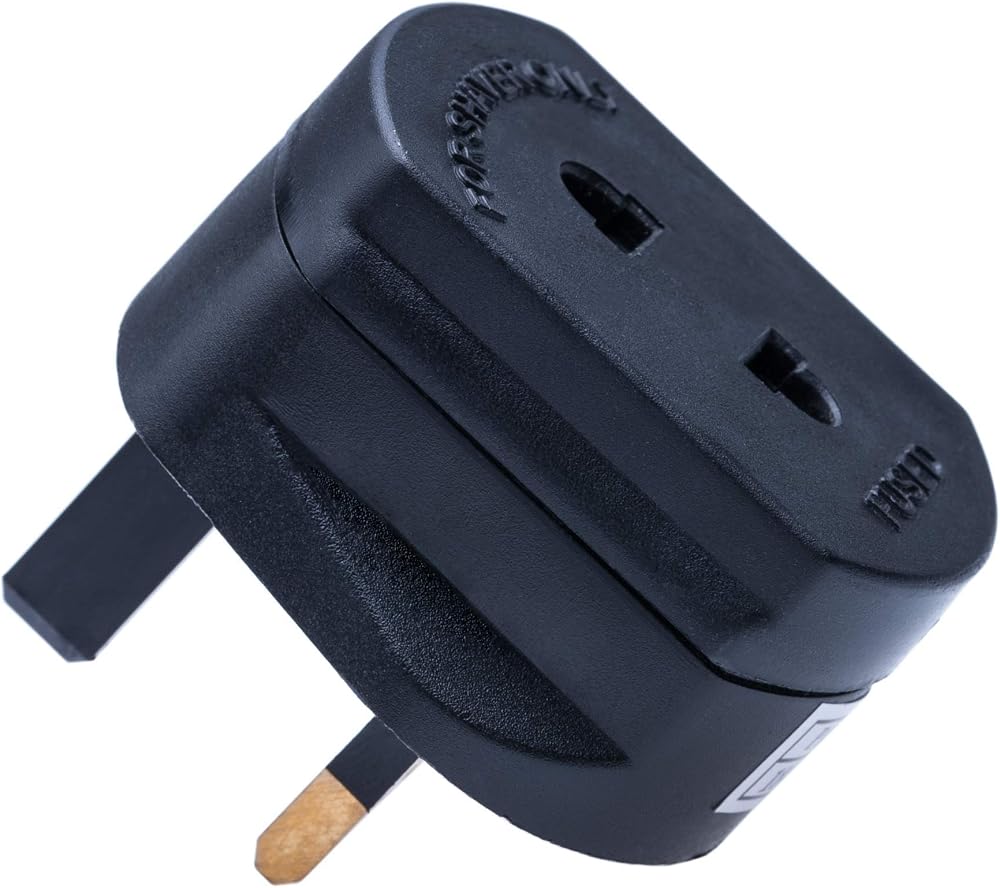 Keple UK Toothbrush Adaptor 2 Pin to 3 Pin Plug Shaver Socket Black