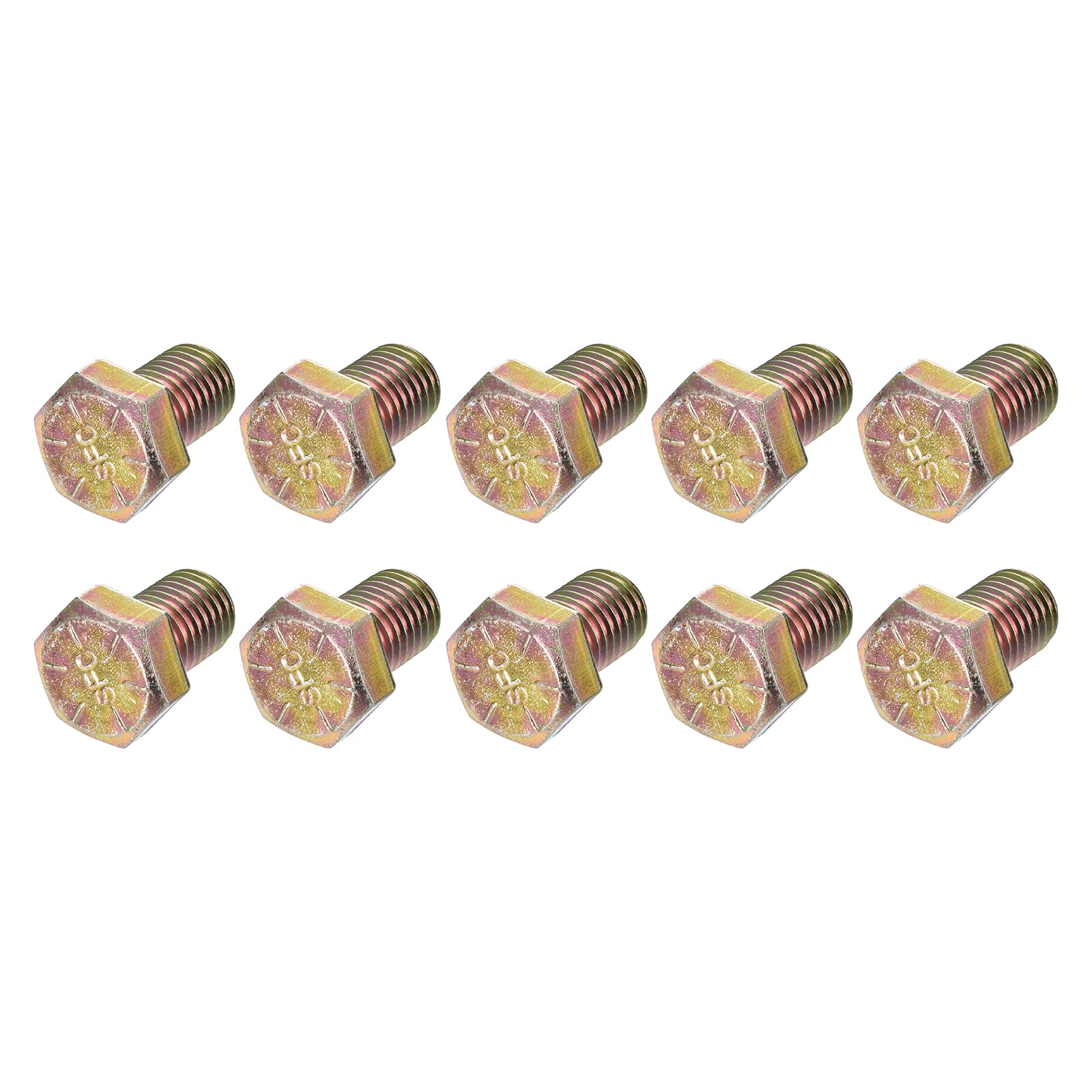 METALLIXITY Hex Bolts (5/8-11x1") 10Pcs, Carbon Steel Zinc Plated Fully Threaded, Coarse Thread UNC Hex Head Screw Bolt - for Furniture Repair, Yellow