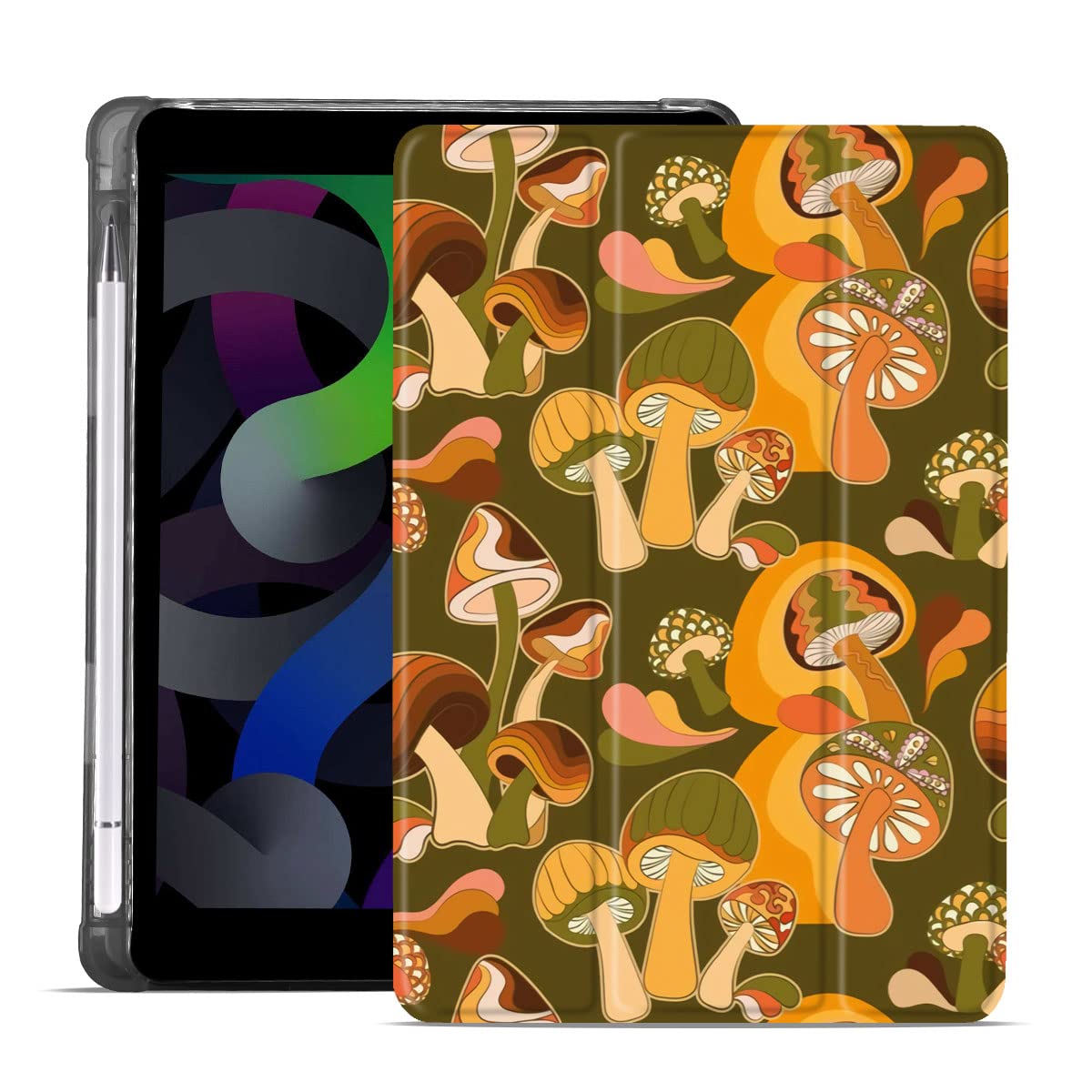 MAYCARI Cartoon Magic Mushroom Case for iPad Pro 11 inch 2021/2020/2018, Cute Case with Pencil Holder, Support Auto Sleep/Wake, Black Soft TPU Back Protective Case for Girls Women Men — image 1