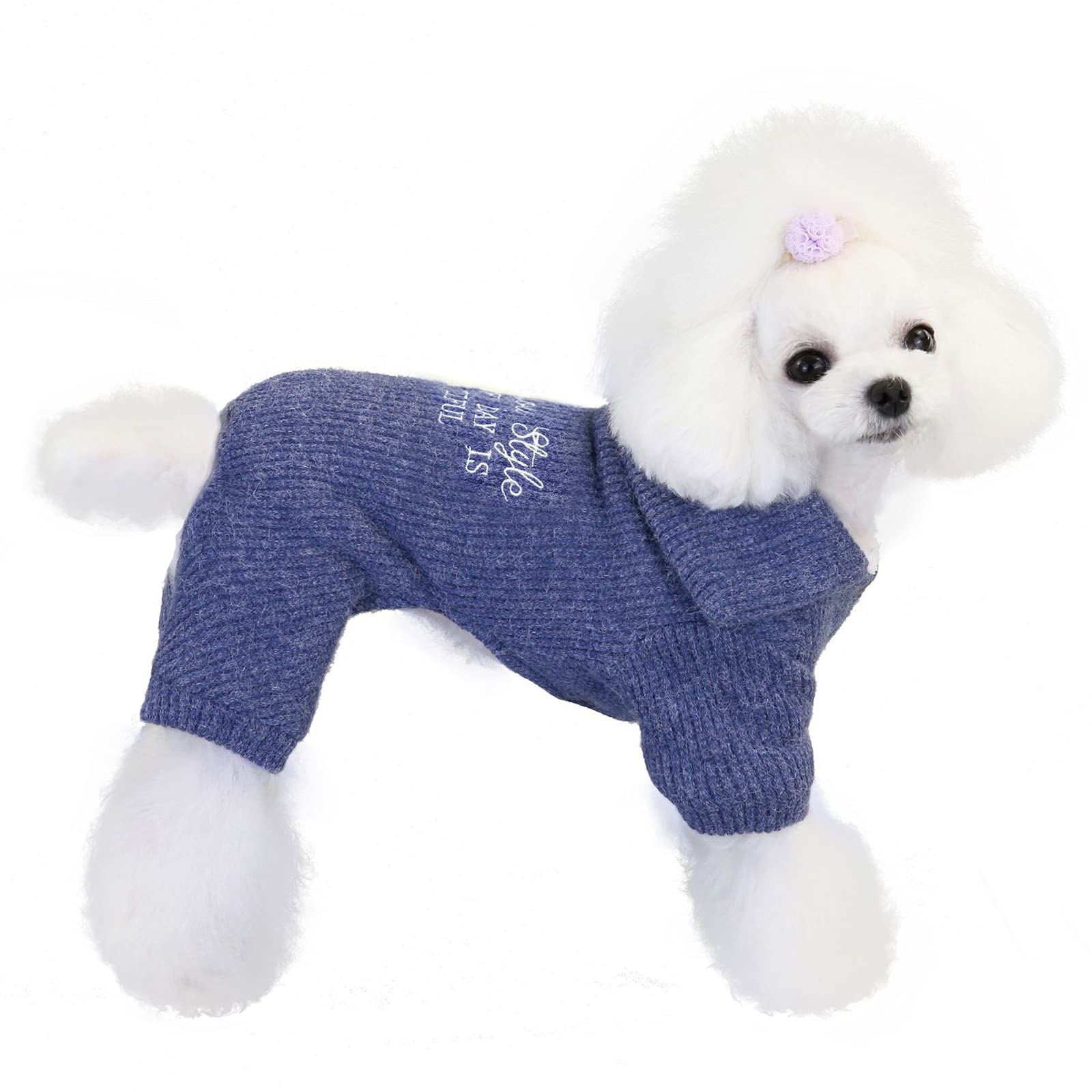 Dog Sweater Dog Clothes Fleece Dog Woolen Sweater Winter Warm Sweat Shirt 4 Legs Jumpsuit Simple Fleece Sweater for Small Dog Medium Dog Cat Blue L