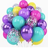 Pink Blue Purple Balloon, 60 Pcs 12 Inches Latex Balloons | Hot Pink Metallic Purple Teal Yellow Balloons Confetti Balloons for Kids Magic Birthday Decoration Baby Shower Music Party