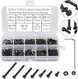 FandWay 410Pcs M2 Bolts Nuts Set DIN912 Hex Socket 12.9 Alloy Black view 7