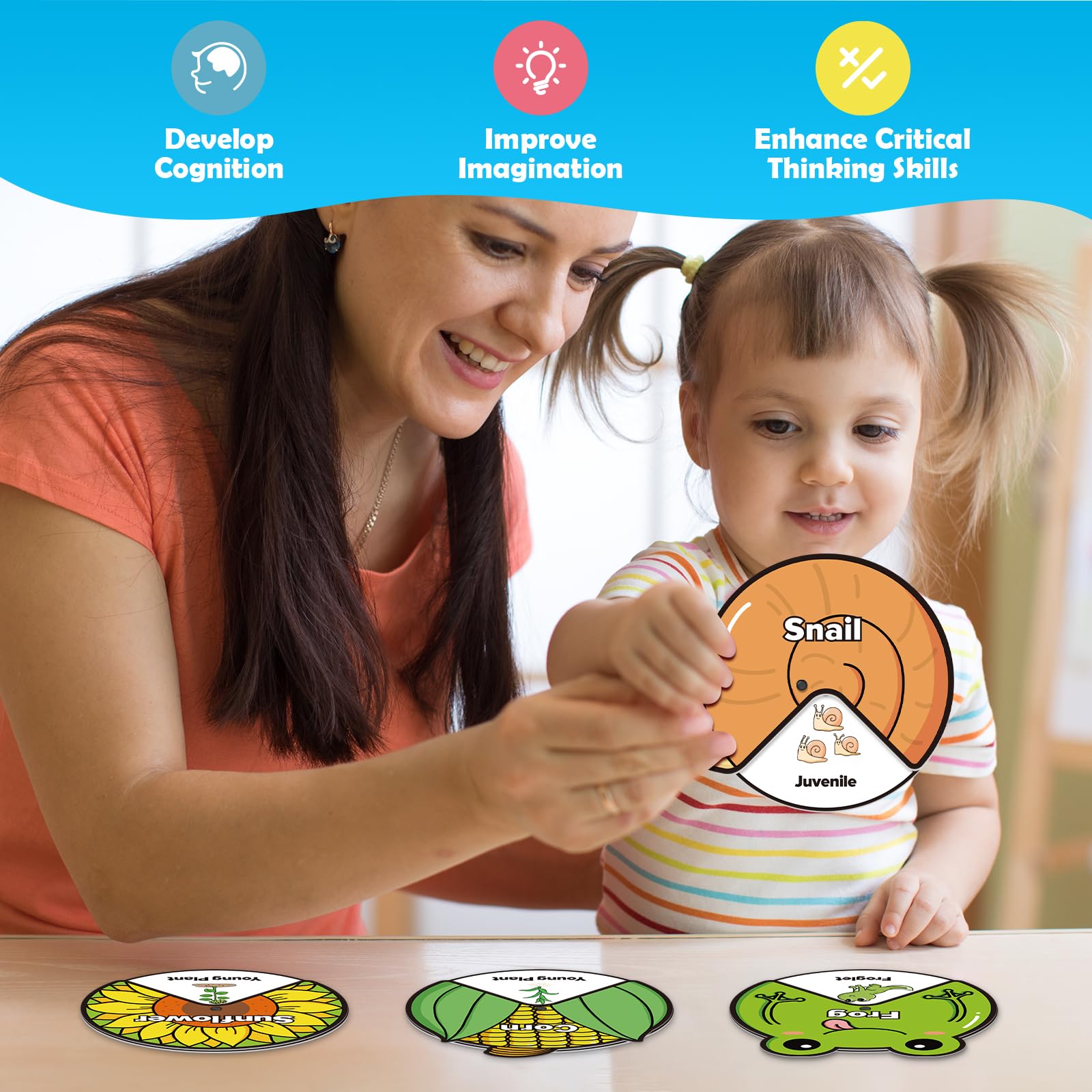 Life Cycle Toys for Kids,Animal Plant Insect Bug Ladybug Butterfly Tadpole to Frog Kit,Montessori Learning & Education Toys,Preschool Science Learning Activities for Toddlers,Board Card Games
