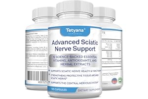 TETYANA NATURALS Advanced Sciatic Nerve Support Relief: Alpha Lipoic Acid Vitamin, Benfotiamine - 12 in 1 Sciatica Supplements - 120 Capsules- 30-60 Supply- Made in USA