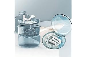LOEVCC Retainer Case, Retainer Cleaner Case 2 Pack, Portable Denture Cases and Unique Denture Bath with Drain Tray, Denture Bridges, Partial Dentures, Traditional Braces, Etc. (Blue)