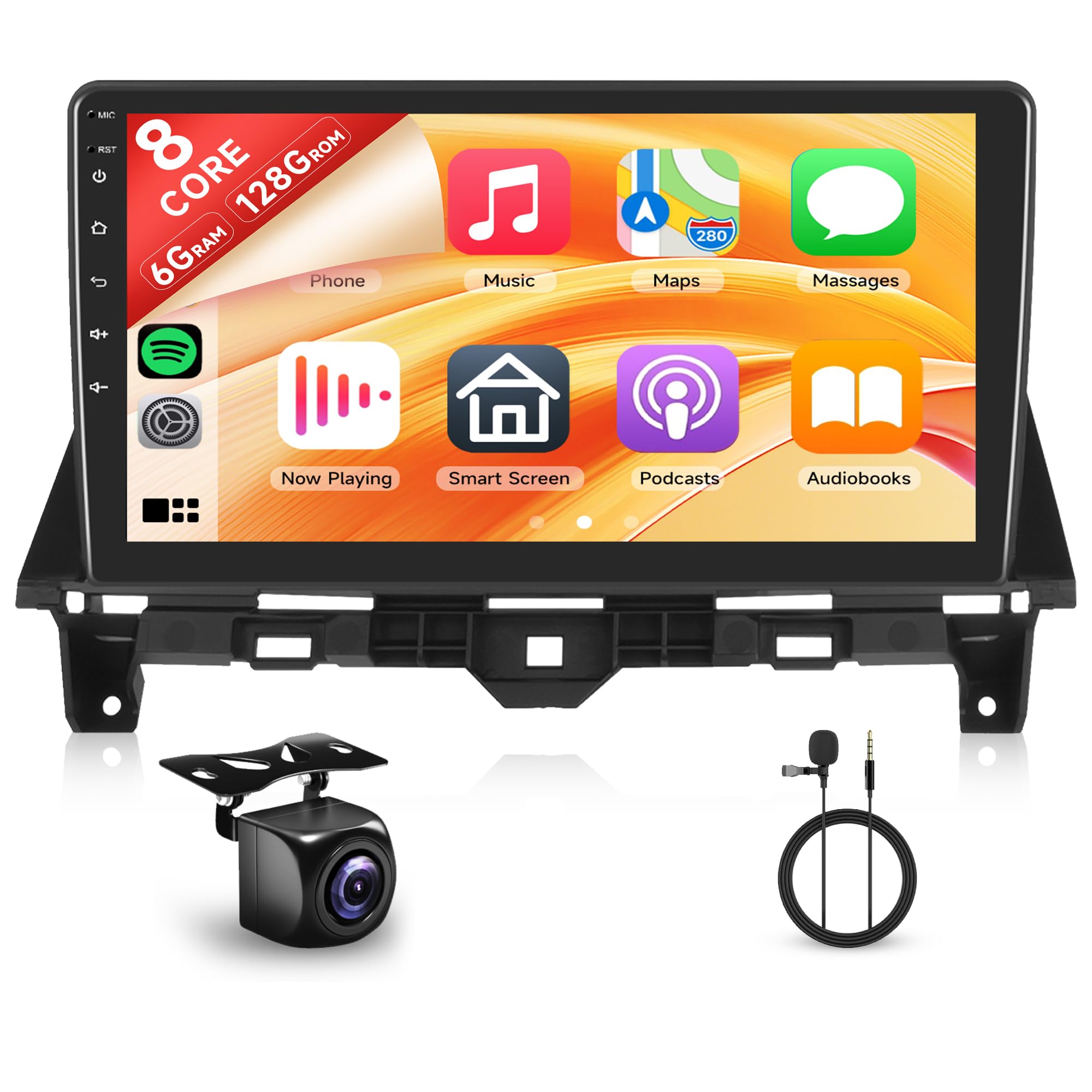 Photo 1 of 8 Core 6+128G Android Car Stereo Radio for Honda Accord 8th 2008-2013 with Wireless Carplay Android Auto, 10.1’’ Touch Screen Head Unit with Mirror Link Bluetooth GPS WiFi FM/RDS DSP Backup Camera SWC