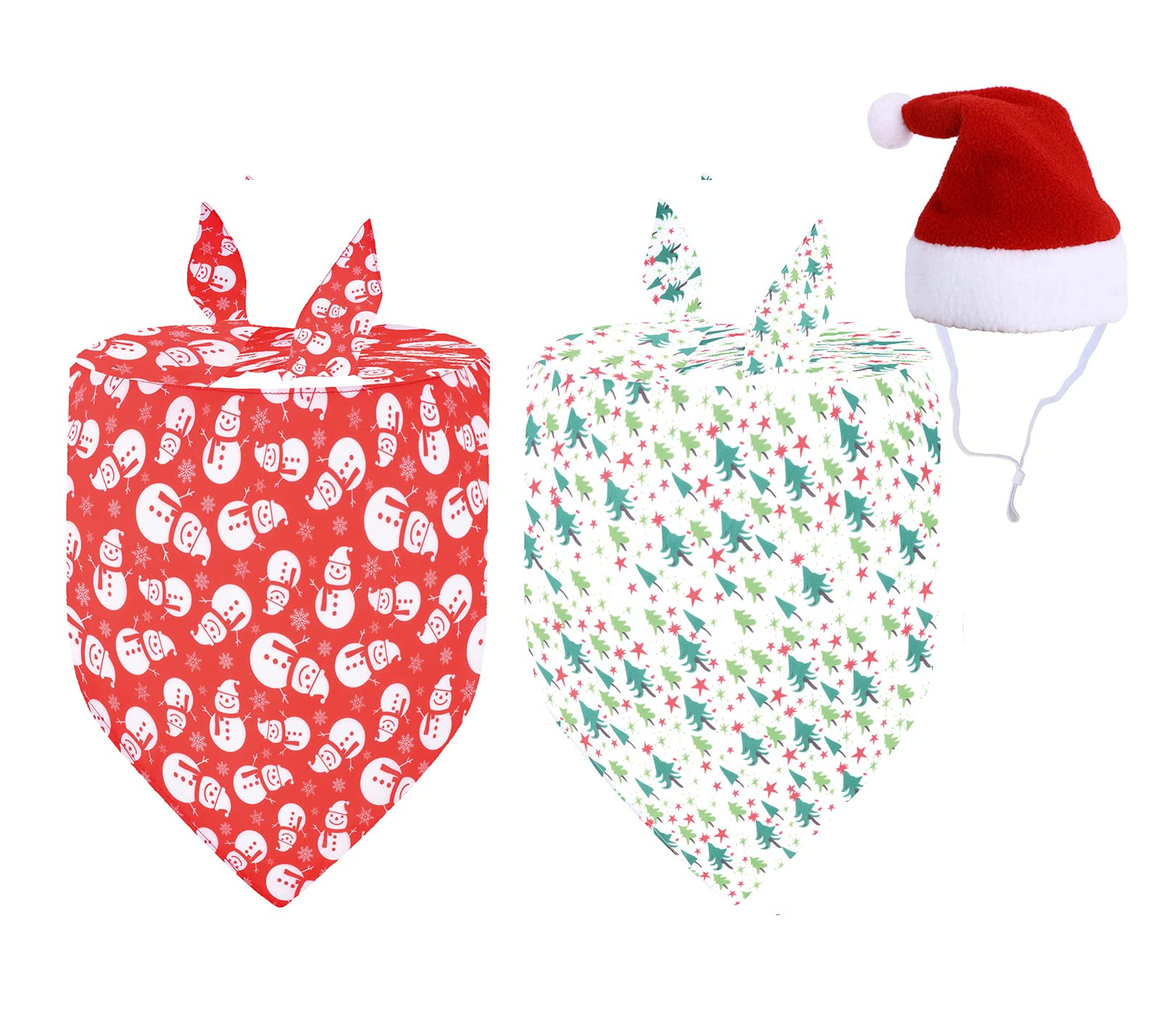 BT Bear Dog Collar, 3PCS Xmas Christmas Dog Bandana Collar Soft Cotton Triangle Bibs Scarfs for Puppy Dogs Cats (Red Snowman+White)